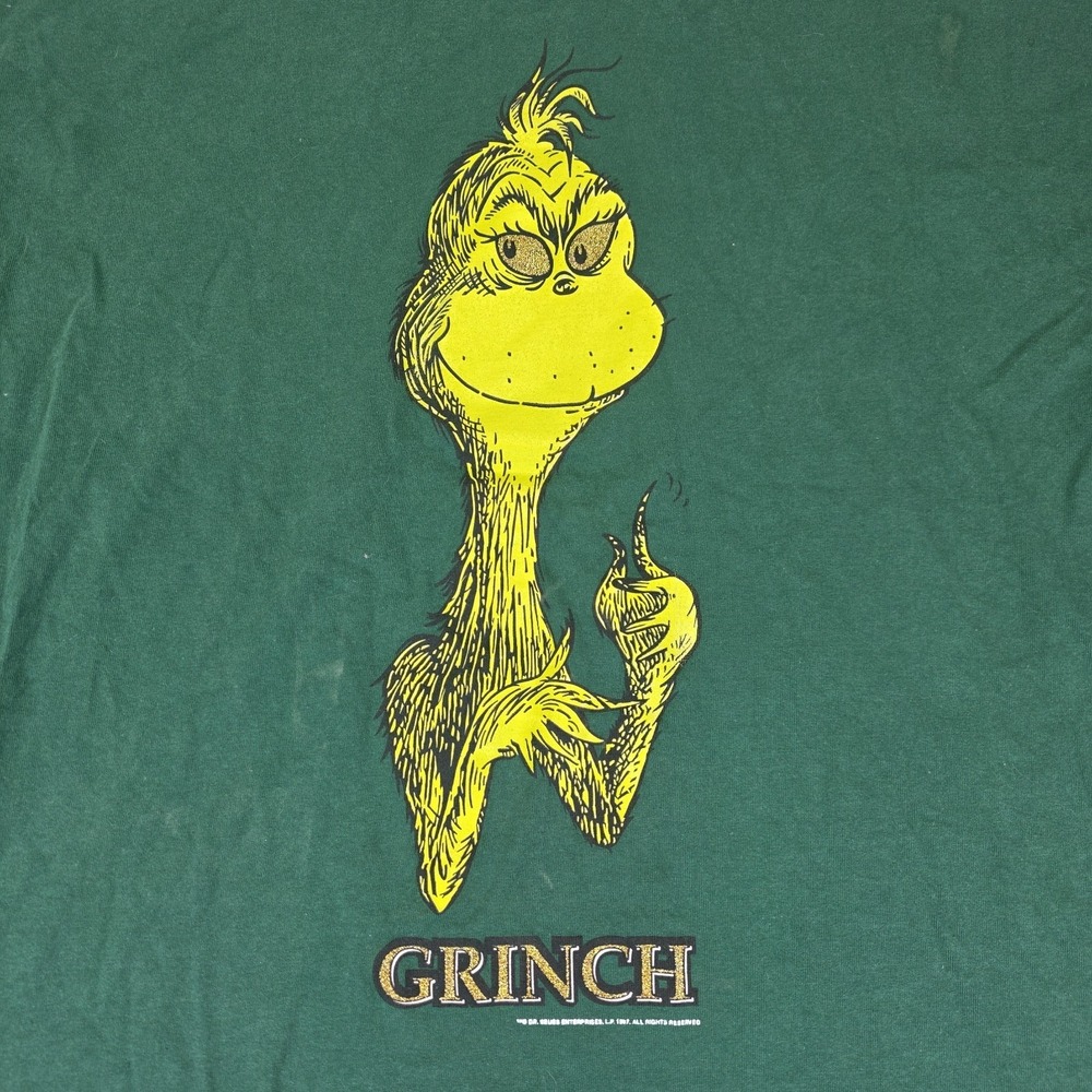 Vintage 90s Dr Seuss T Shirt Wear Mens XL 1997 Green Mount Crumpet Cartoon - Picture 2 of 6